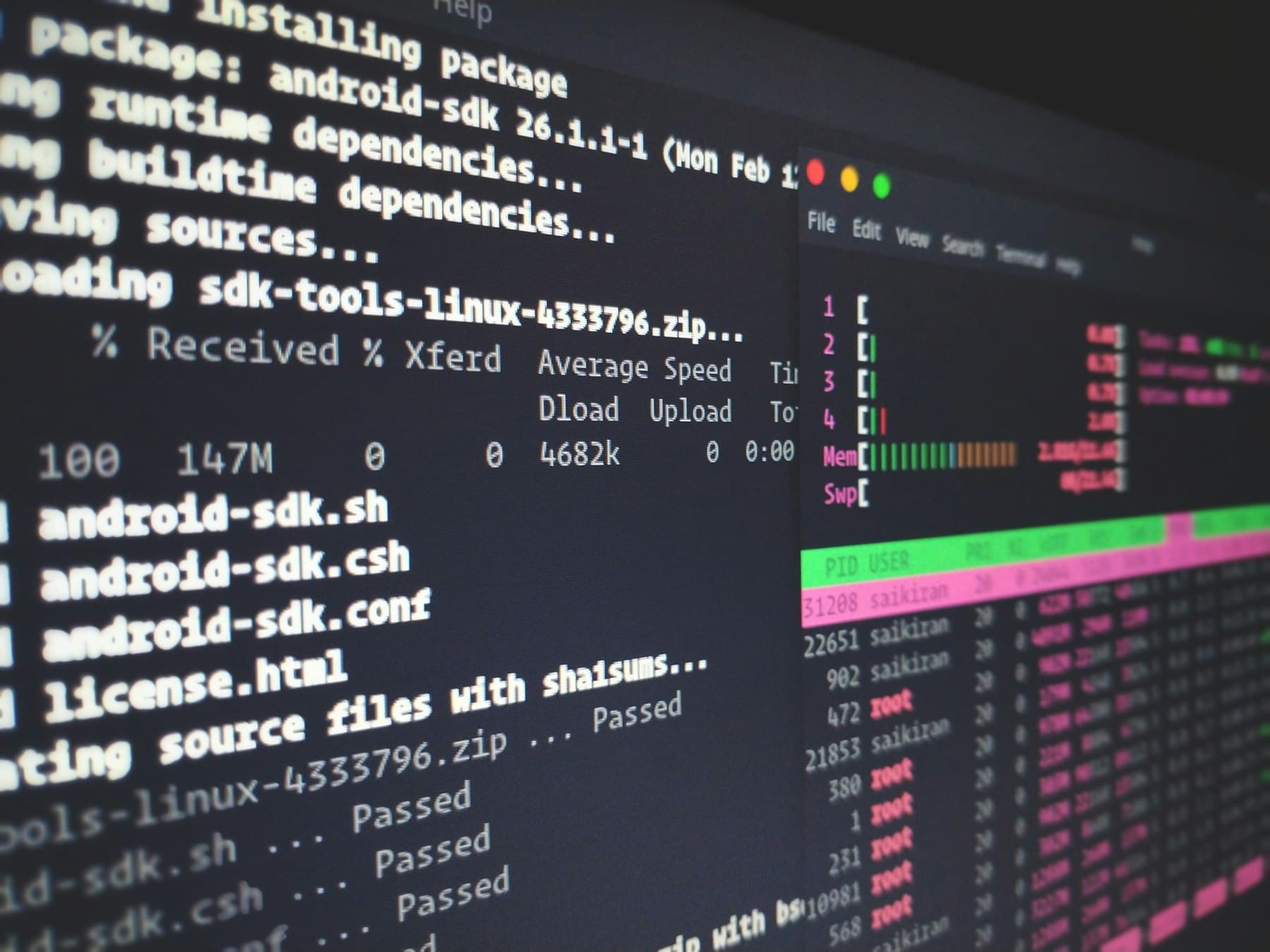 Code and automation logic running in a terminal